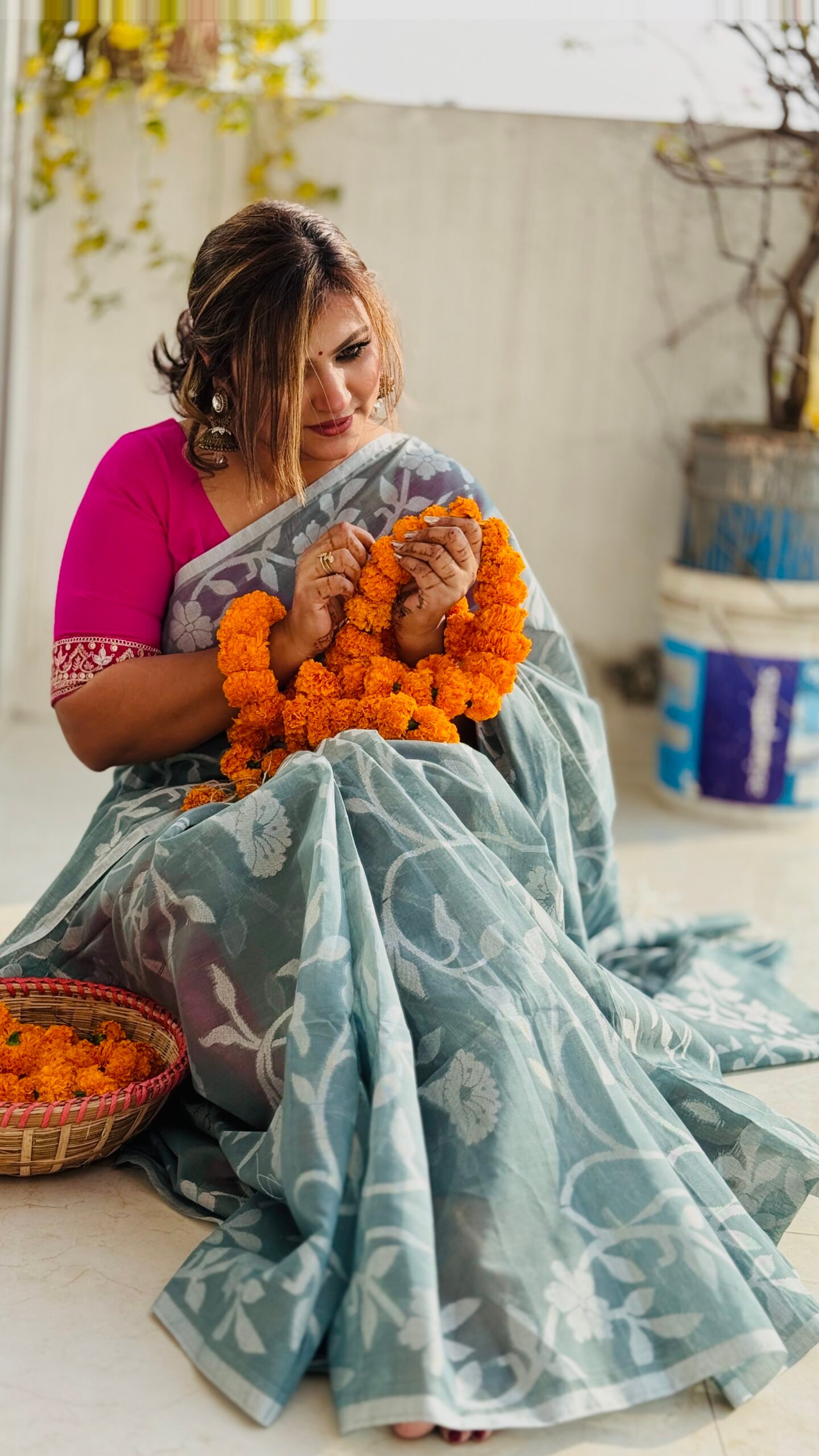Handloom tontuj cotton saree(pesta green) - Image 2