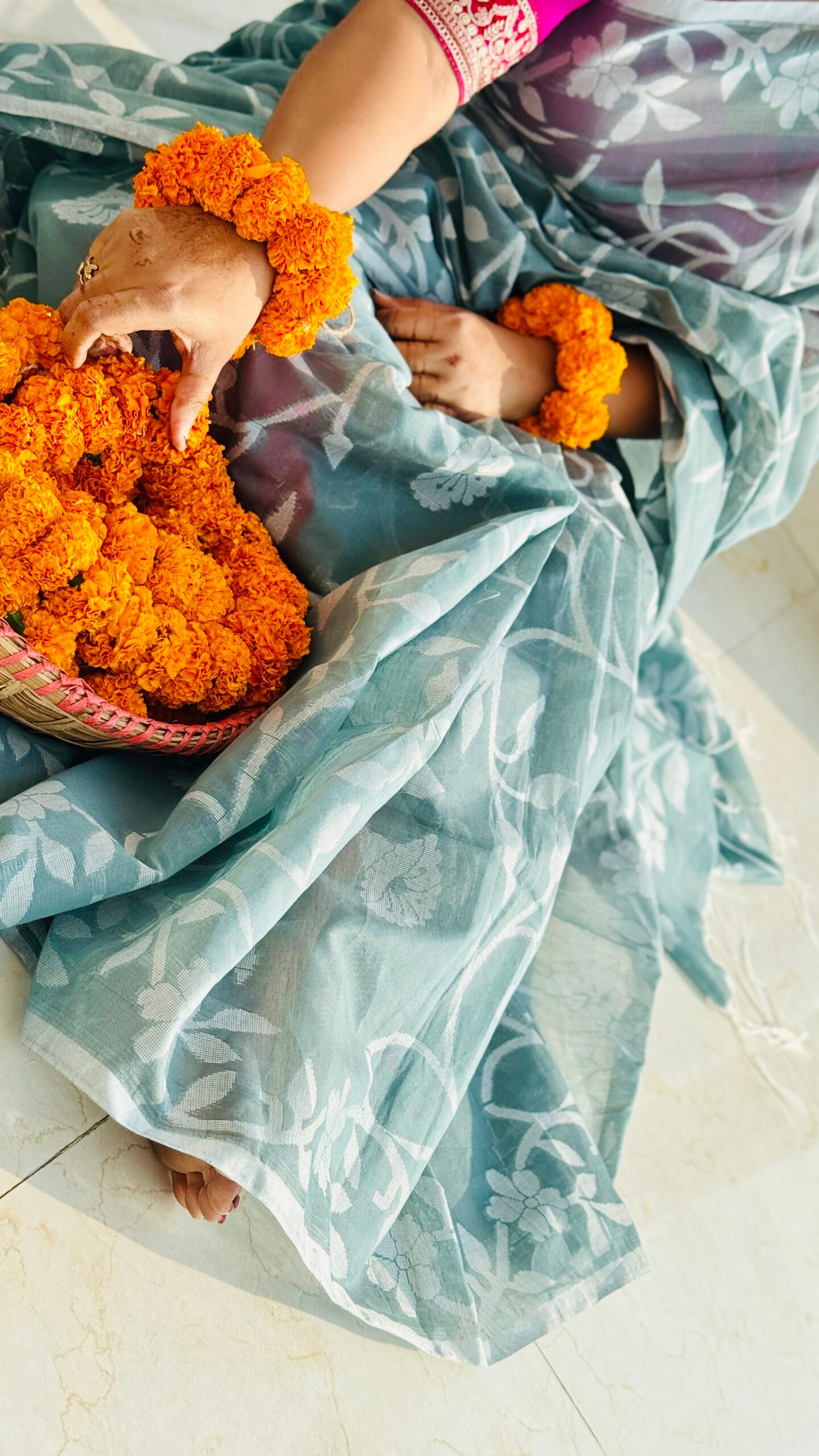 Handloom tontuj cotton saree(pesta green)
